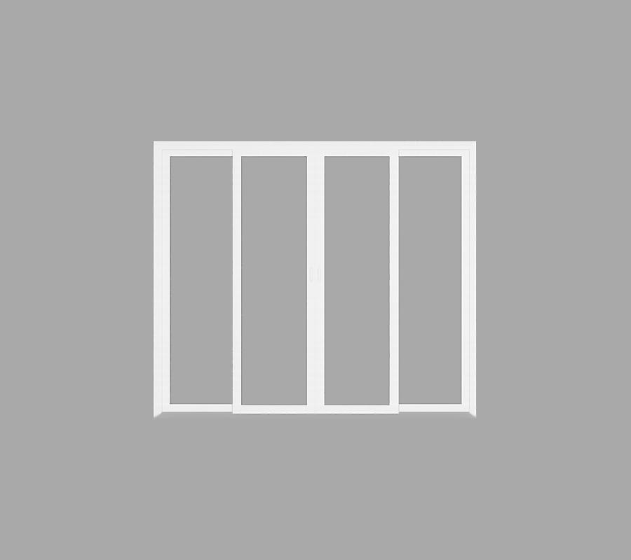 Sliding door 2 track 4 shutter double side fix ed center sliding - Image 2